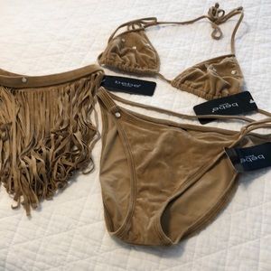 Bebe Suede 3 piece swimsuit NWT